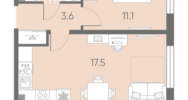 1-к. квартира, 36&nbsp;м²