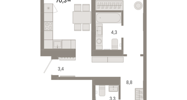 2-к. квартира, 69&nbsp;м²