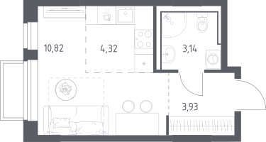 Студия, 22&nbsp;м²