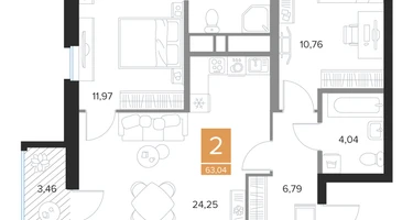 2-к. квартира, 63&nbsp;м²