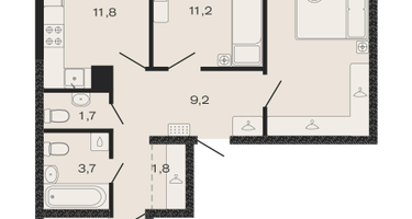 3-к. квартира, 71&nbsp;м²