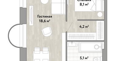1-к. квартира, 47&nbsp;м²