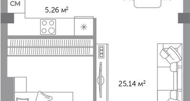 2-к. квартира, 55 м²