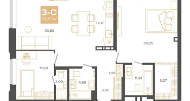 3-к. квартира, 95 м²