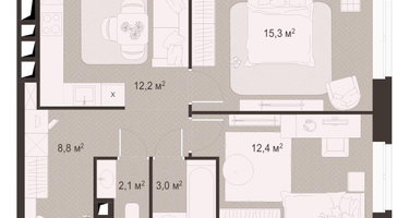2-к. квартира, 53&nbsp;м²