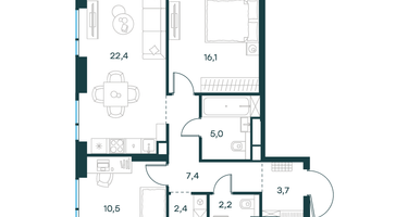 2-к. квартира, 69&nbsp;м²
