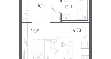 Студия, 26&nbsp;м²
