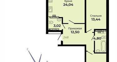 2-к. квартира, 73 м²