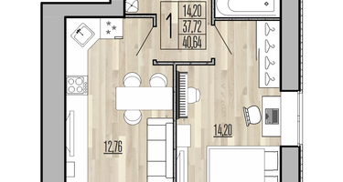 1-к. квартира, 40&nbsp;м²