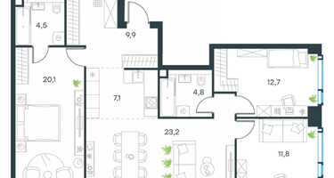 4-к. квартира, 95&nbsp;м²