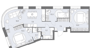 3-к. квартира, 83&nbsp;м²