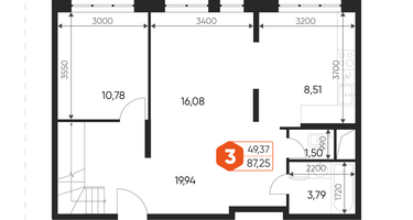 3-к. квартира, 87&nbsp;м²