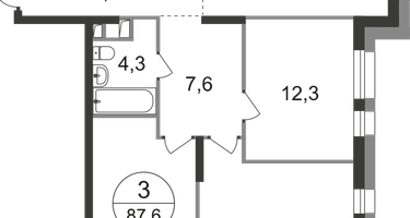 3-к. квартира, 87&nbsp;м²