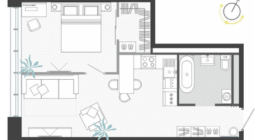 2-к. квартира, 42 м²