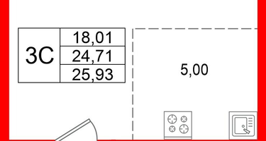 Студия, 24 м²