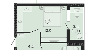 1-к. квартира, 32&nbsp;м²