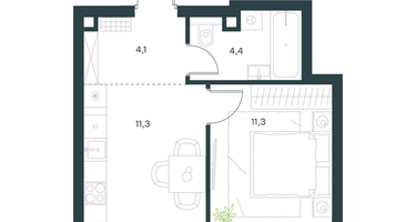 1-к. квартира, 31&nbsp;м²