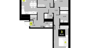 3-к. квартира, 79&nbsp;м²