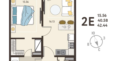 1-к. квартира, 42 м²