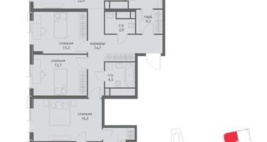 4-к. квартира, 113 м²
