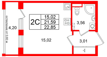 Студия, 21&nbsp;м²