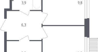 1-комнатная квартира, 36&nbsp;м²