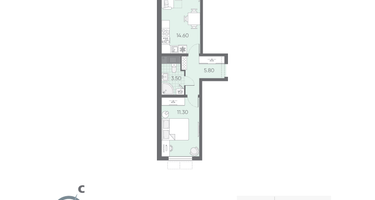 1-к. квартира, 35&nbsp;м²