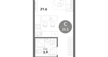 Студия, 25&nbsp;м²