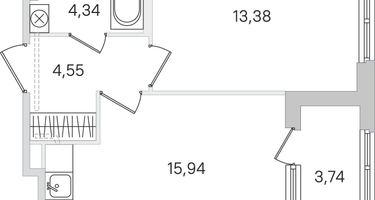 1-к. квартира, 40&nbsp;м²