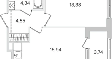 1-к. квартира, 40 м²