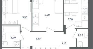 2-к. квартира, 44&nbsp;м²