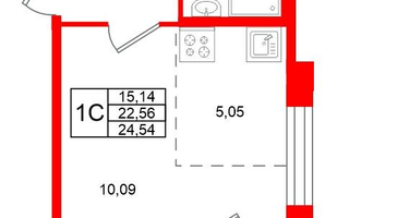 Студия, 22&nbsp;м²