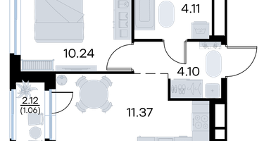 1-к. квартира, 30&nbsp;м²