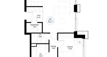 4-к. квартира, 99 м²