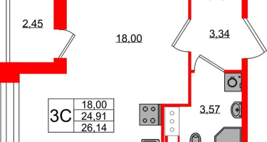 Студия, 24&nbsp;м²