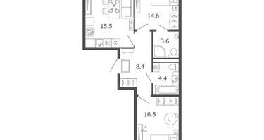 2-к. квартира, 65&nbsp;м²