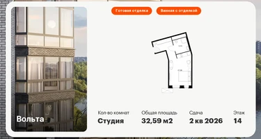 Студия, 32&nbsp;м²