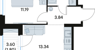 1-к. квартира, 34 м²