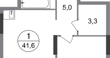 1-к. квартира, 41&nbsp;м²