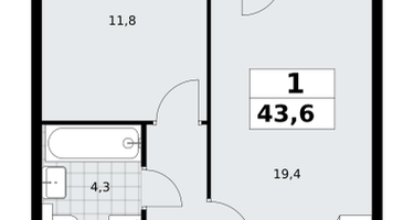 1-к. квартира, 43&nbsp;м²