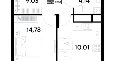 1-к. квартира, 39&nbsp;м²