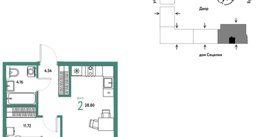 2-к. квартира, 38 м²