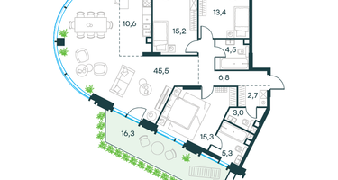 4-к. квартира, 127 м²