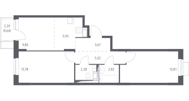 Студия, 57&nbsp;м²
