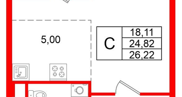 Студия, 24 м²