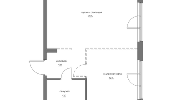 1-к. квартира, 43&nbsp;м²