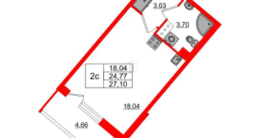 Студия, 24 м²