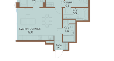 2-к. квартира, 75 м²