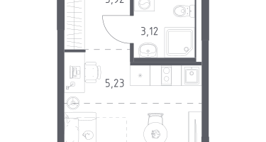 1-к. квартира, 22&nbsp;м²