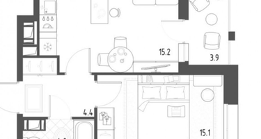 1-к. квартира, 40,7&nbsp;м²